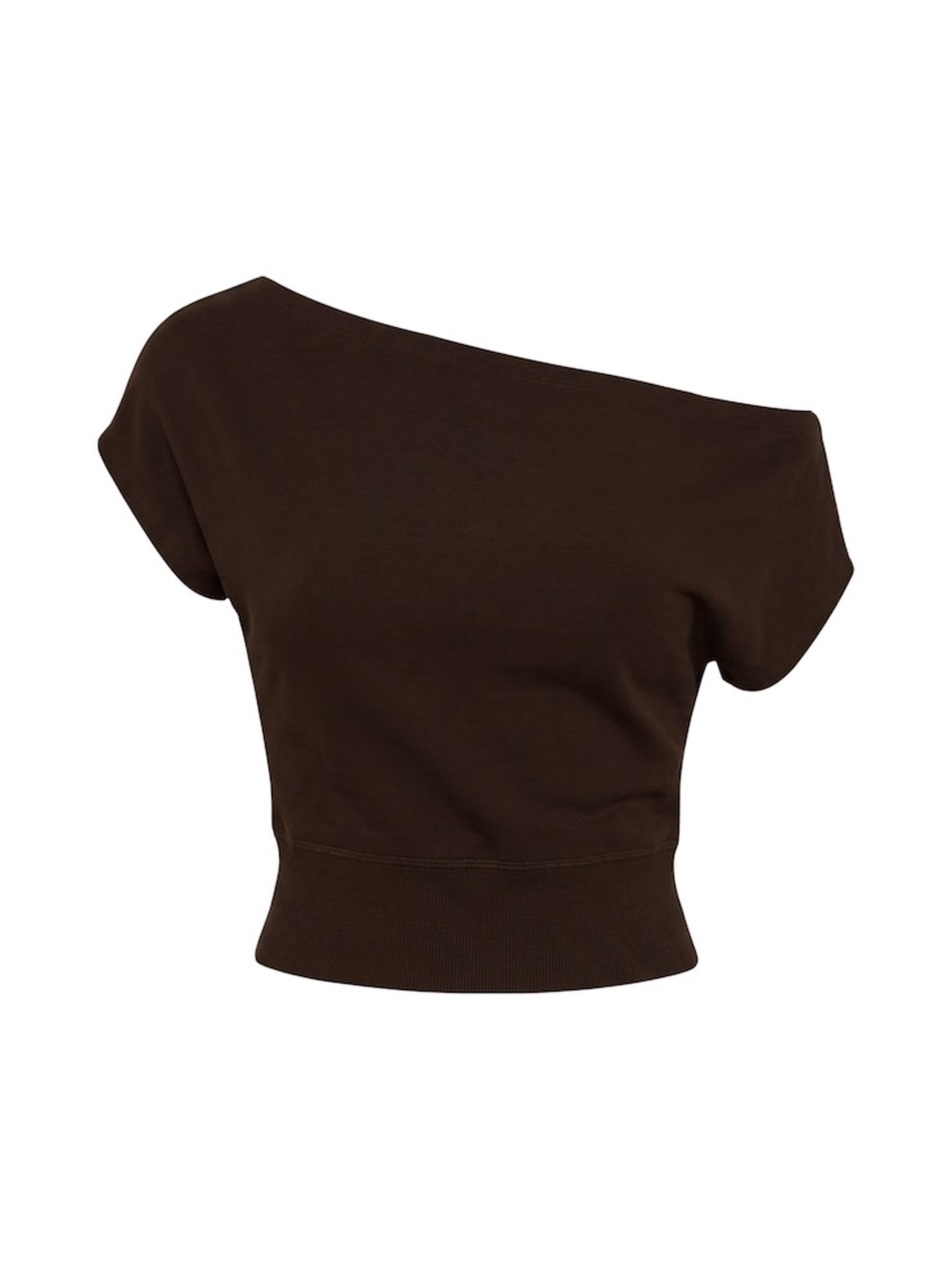 Garage One-Shoulder Crop Top - Dark Brown